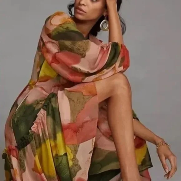 Anthropologie Multicolor Floral Maxi Dress - Picture 6 of 7